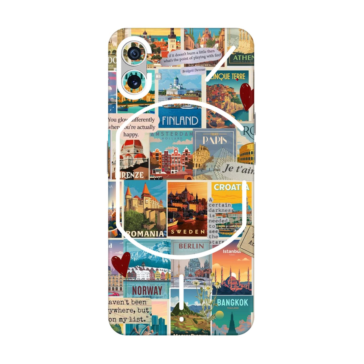 Vintage Travel Sticker Bomb Mobile Skin For Nothing Phone 1