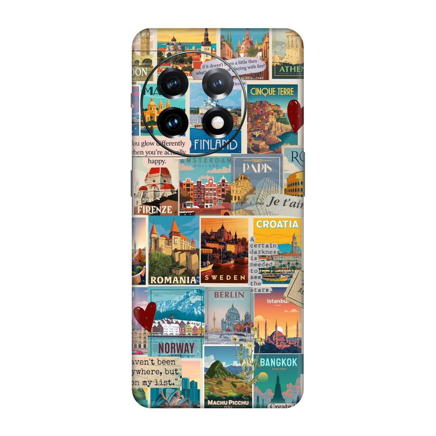 Vintage Travel Sticker Bomb Mobile Skin For OnePlus 11