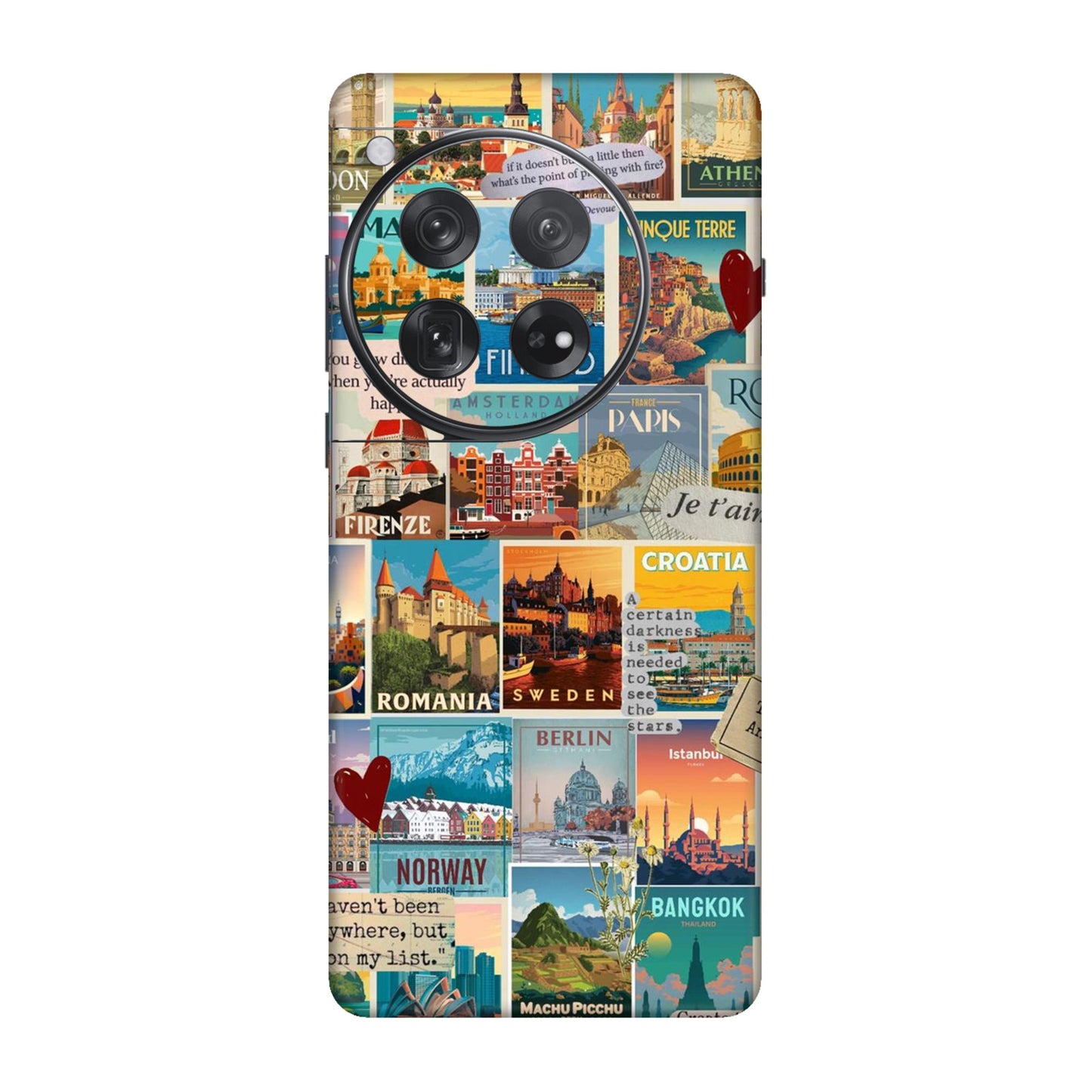 Vintage Travel Sticker Bomb Mobile Skin For OnePlus 12
