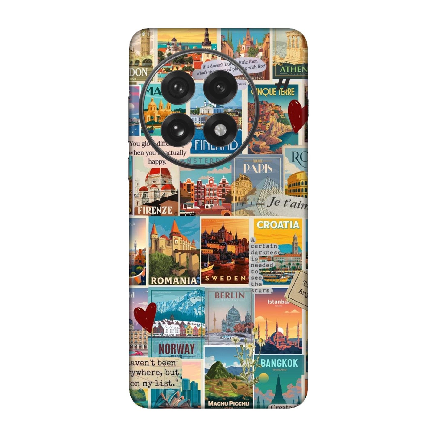 Vintage Travel Sticker Bomb Mobile Skin For OnePlus 13