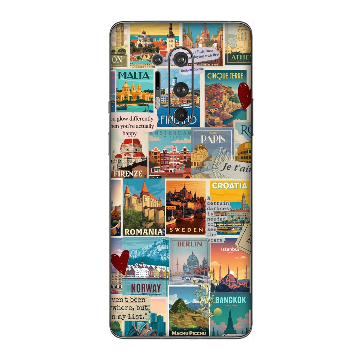 Vintage Travel Sticker Bomb Mobile Skin For OnePlus 8 Pro