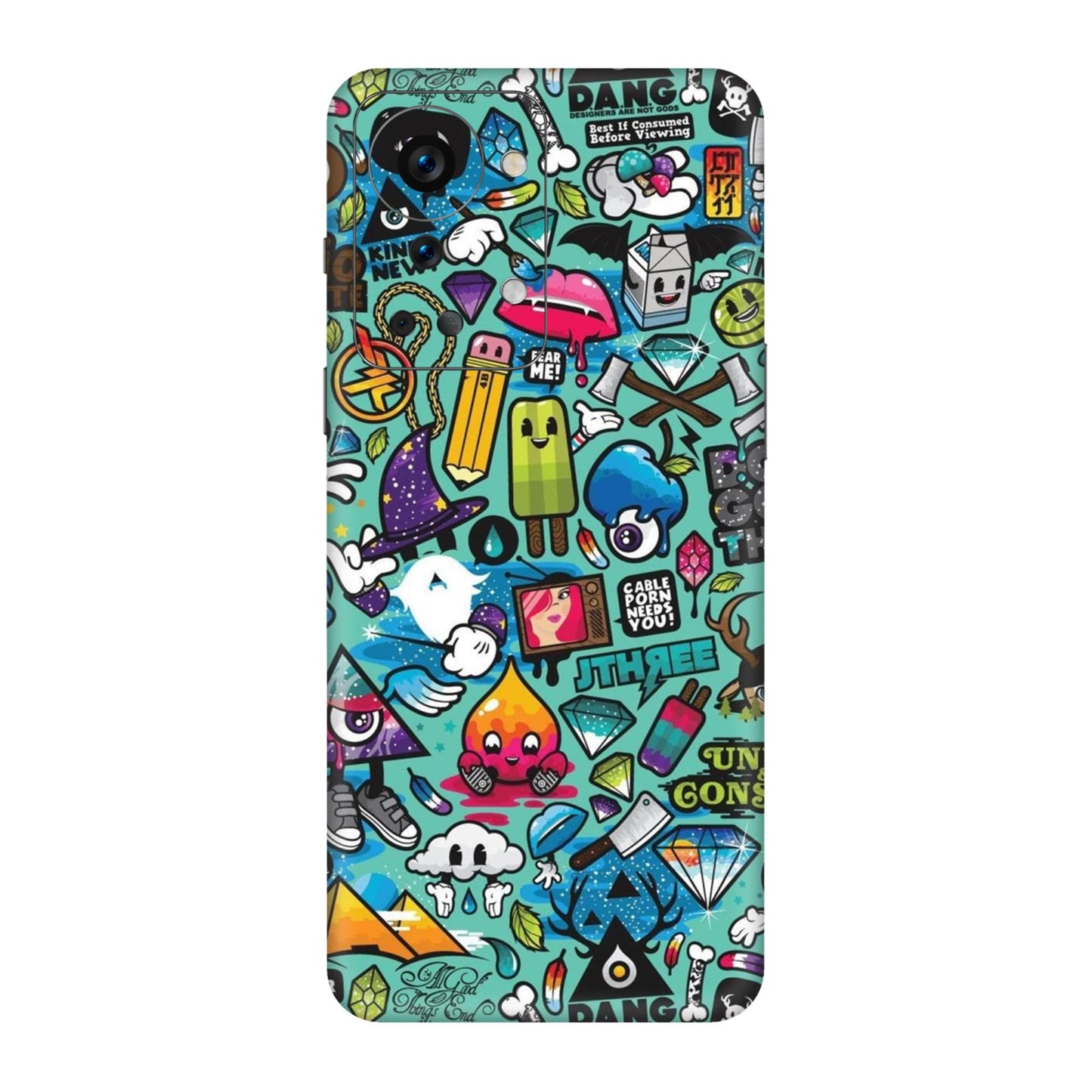 Graffiti Chaos Sticker Bomb Mobile Skin For OnePlus Nord 2t