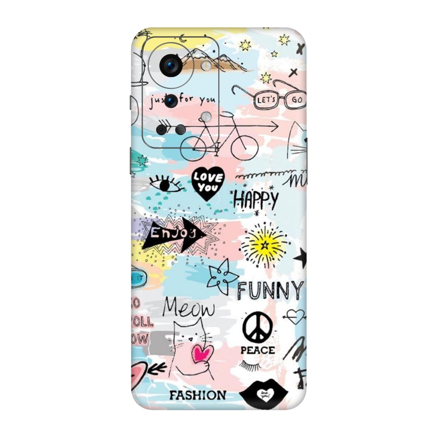 Cat Doodles Pastel Mobile Skin For OnePlus Nord 2t