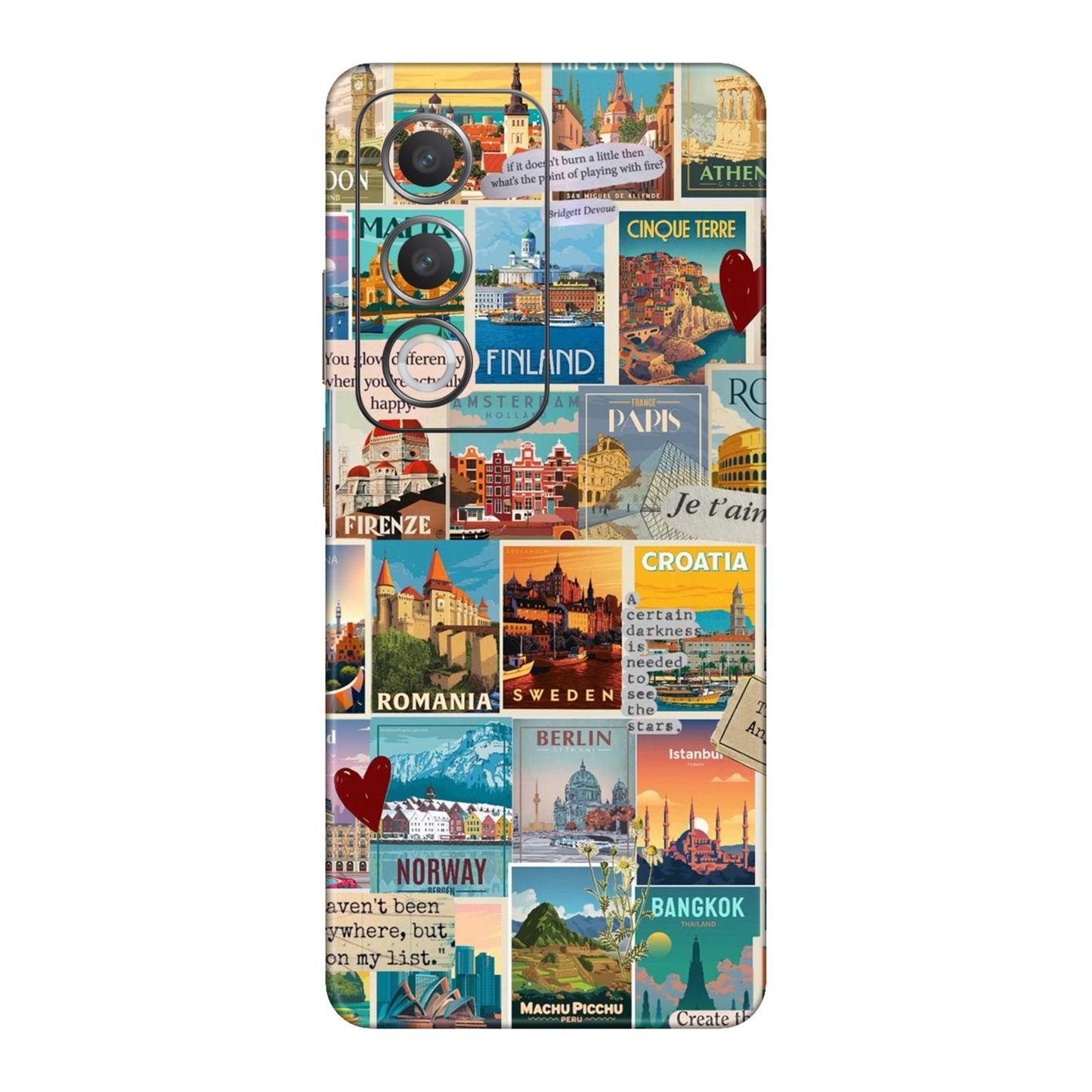 Vintage Travel Sticker Bomb Mobile Skin For Oppo A3 Pro 5G