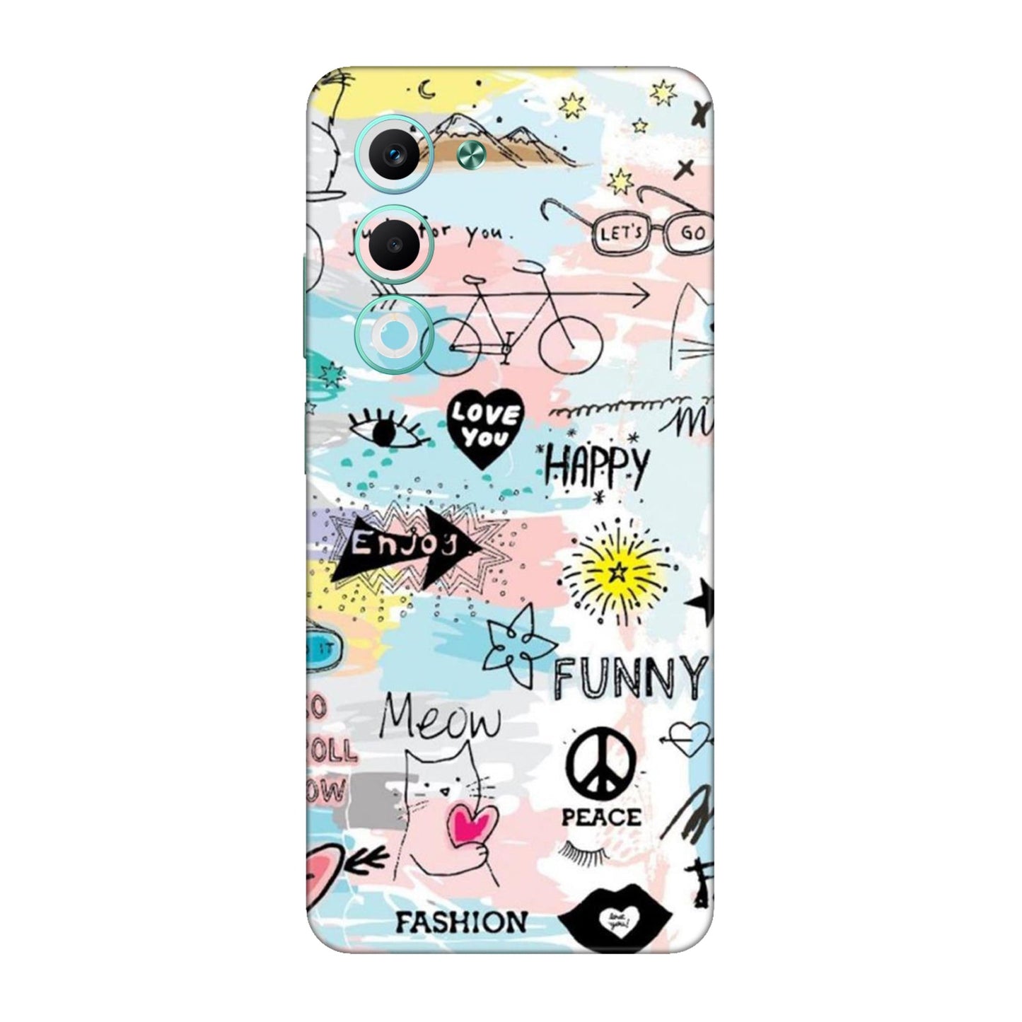Cat Doodles Pastel Mobile Skin For Oppo A5 5G