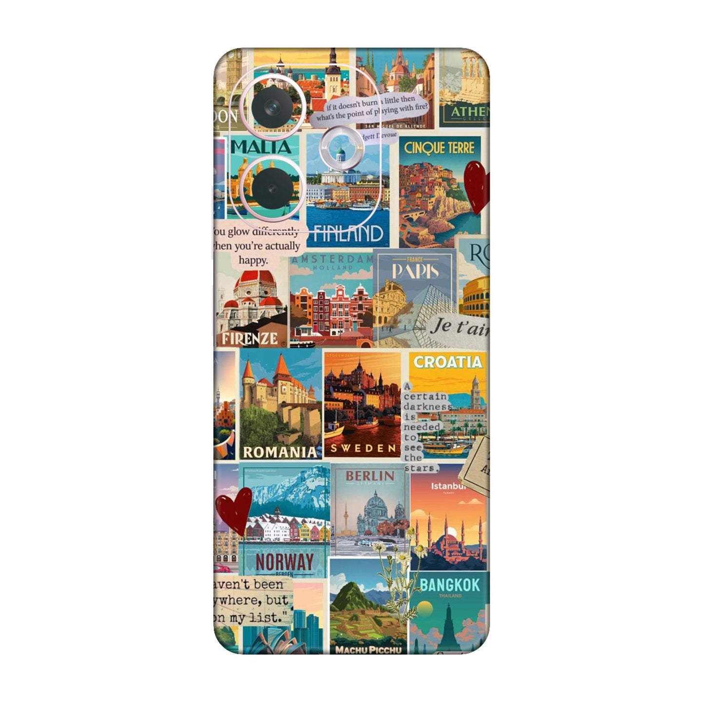 Vintage Travel Sticker Bomb Mobile Skin For Oppo A5 Pro 5G