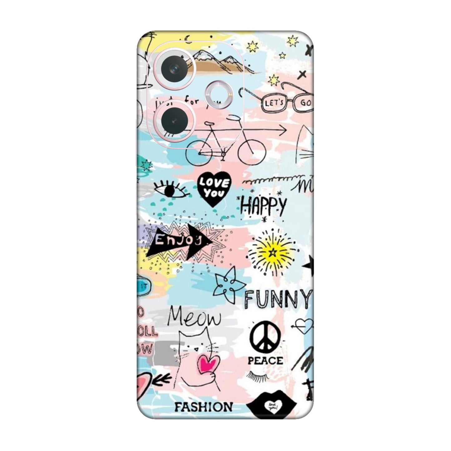 Cat Doodles Pastel Mobile Skin For Oppo A5 Pro 5G
