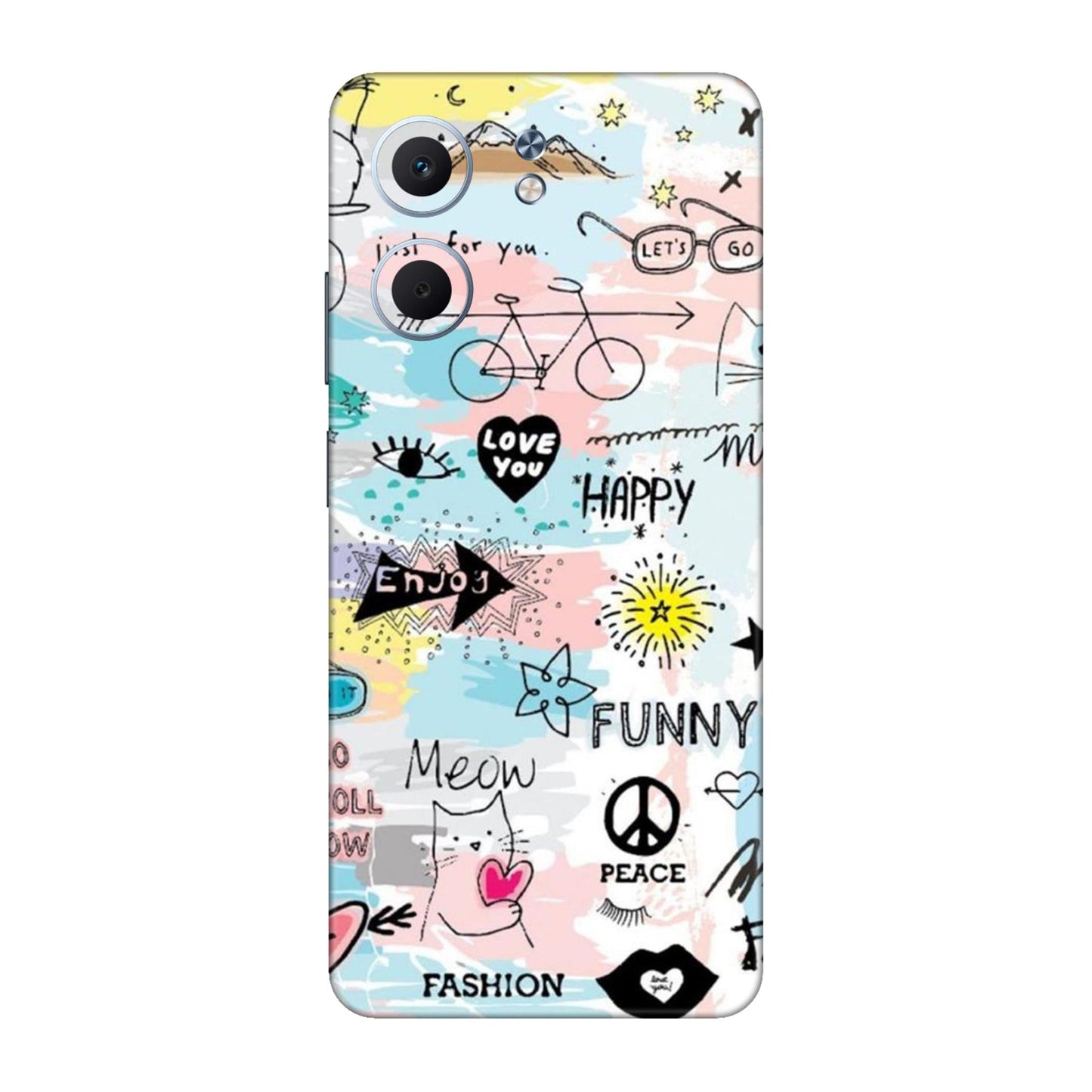 Cat Doodles Pastel Mobile Skin For Oppo A5x 5G