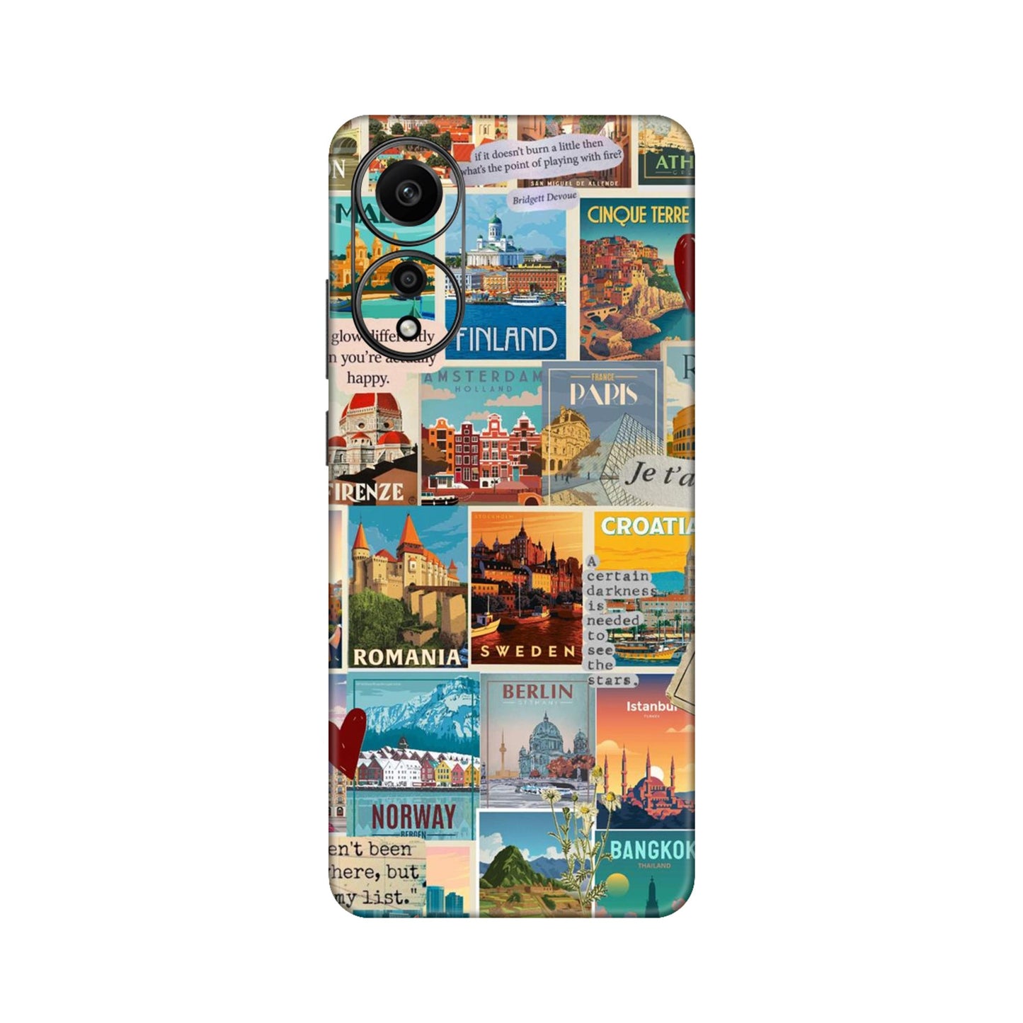 Vintage Travel Sticker Bomb Mobile Skin For Oppo A78 4G