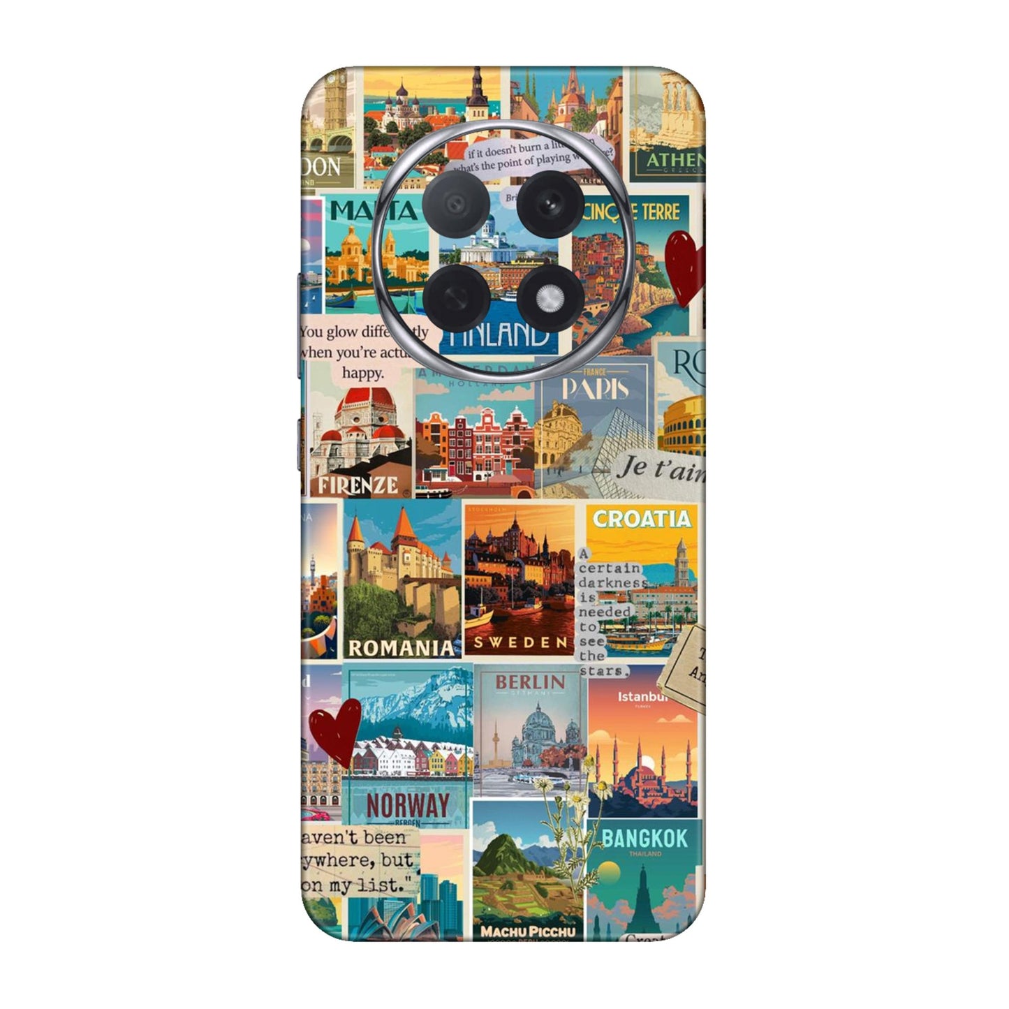 Vintage Travel Sticker Bomb Mobile Skin For Oppo F29 Pro 5G