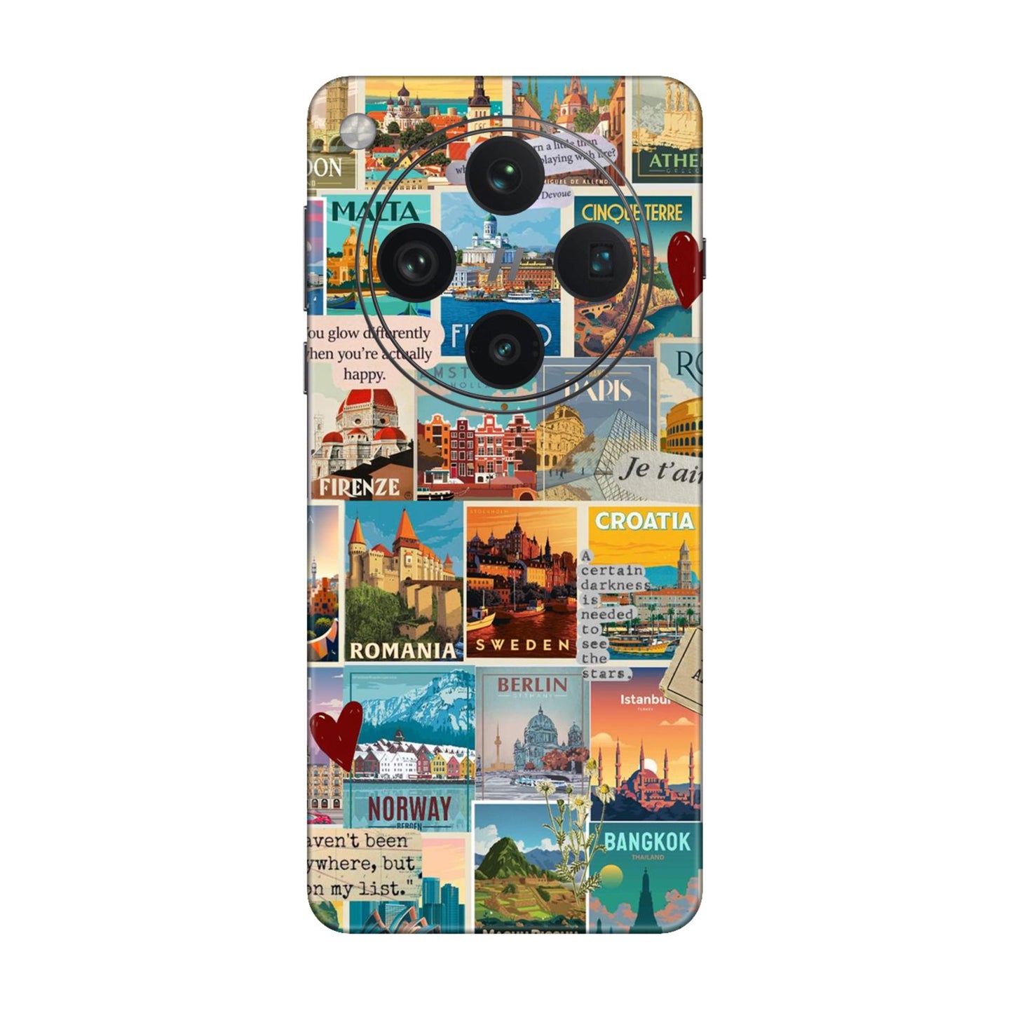 Vintage Travel Sticker Bomb Mobile Skin For Oppo Find X8 Pro 5G