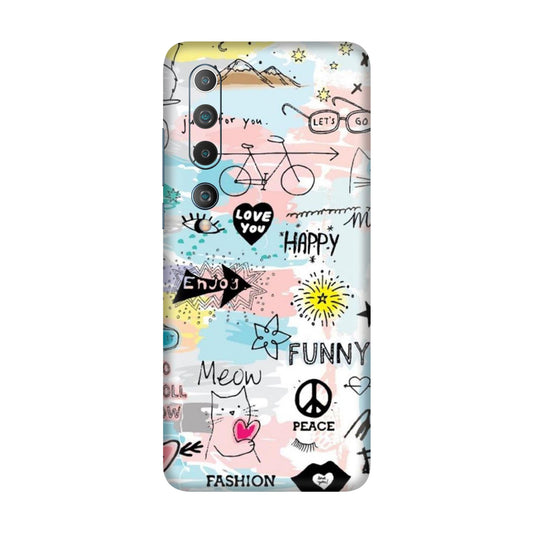 Cat Doodles Pastel Mobile Skin For Mi 10 5g