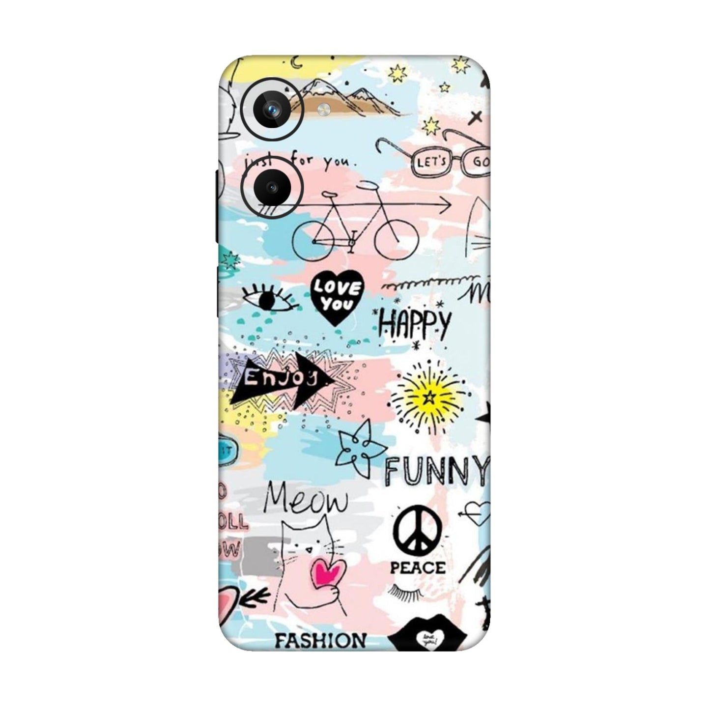 Cat Doodles Pastel Mobile Skin For Realme 10 Pro 5g