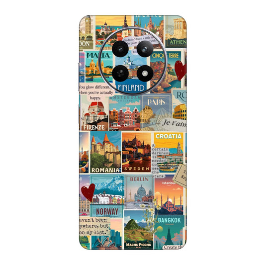Vintage Travel Sticker Bomb Mobile Skin For Realme 12x 5g