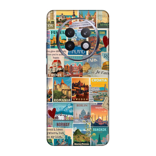 Vintage Travel Sticker Bomb Mobile Skin For Realme 13 Plus 5g