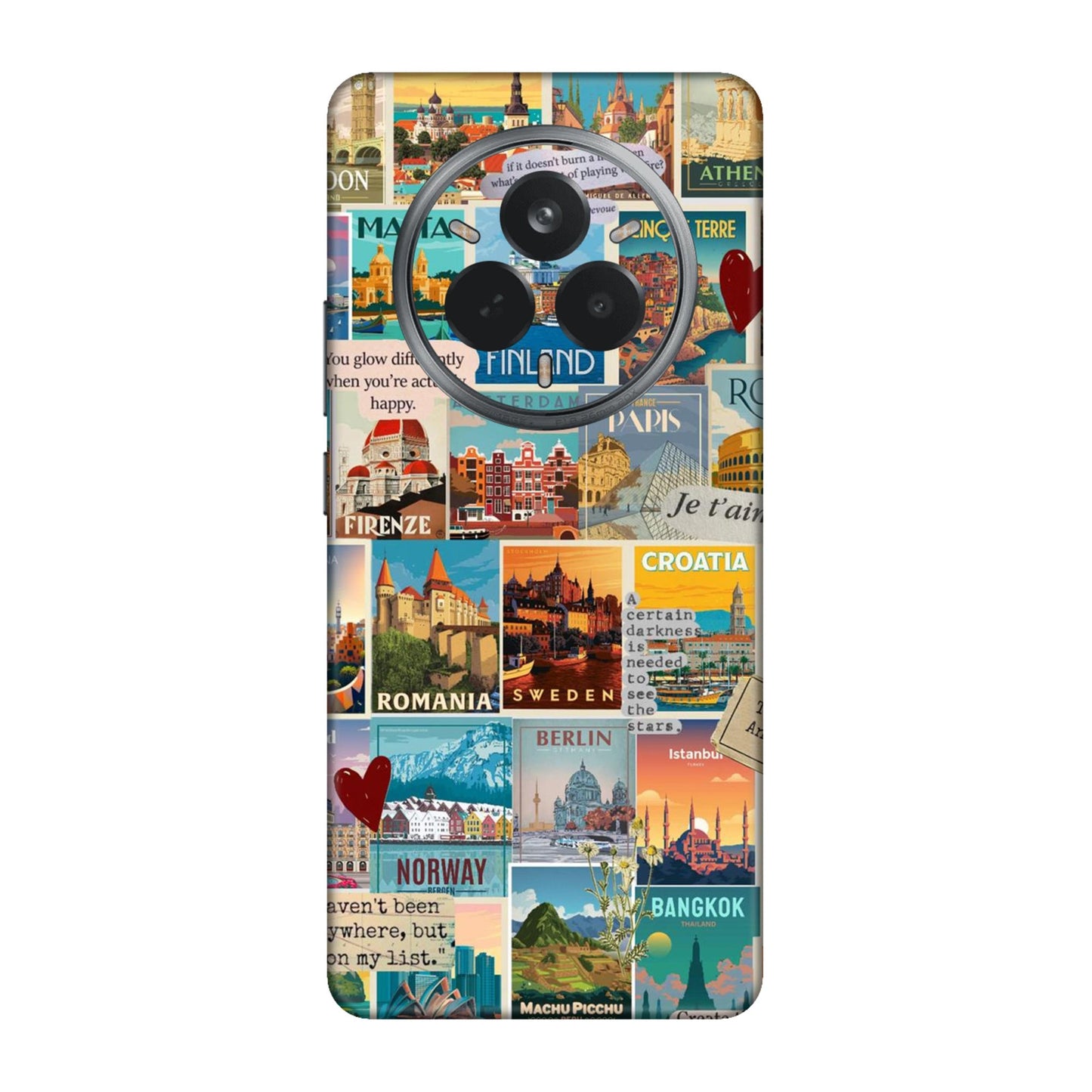Vintage Travel Sticker Bomb Mobile Skin For Realme 14 Pro 5g
