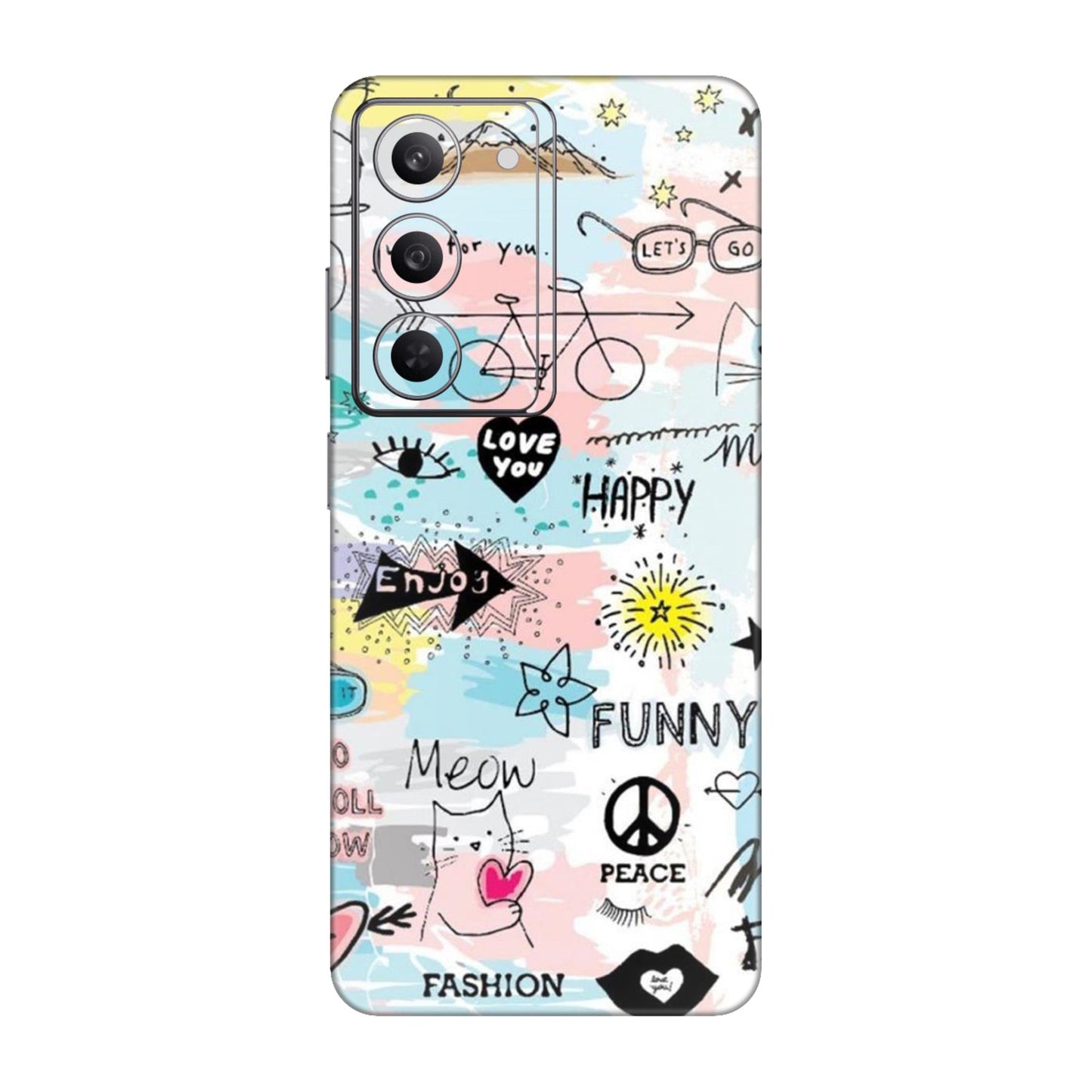 Cat Doodles Pastel Mobile Skin For Realme 14x 5g