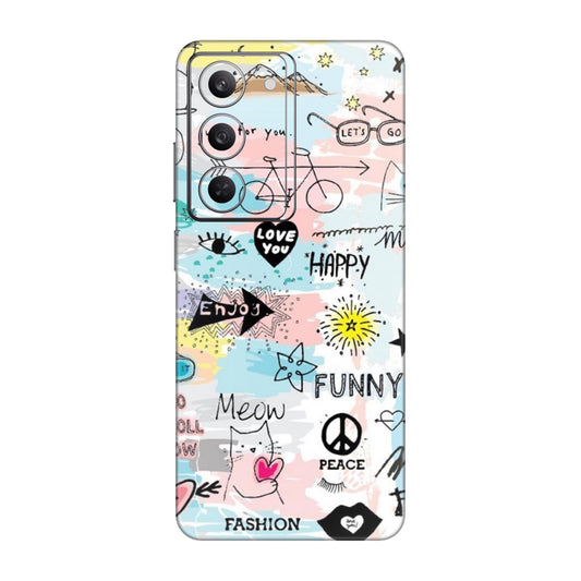 Cat Doodles Pastel Mobile Skin For Realme 14x 5g