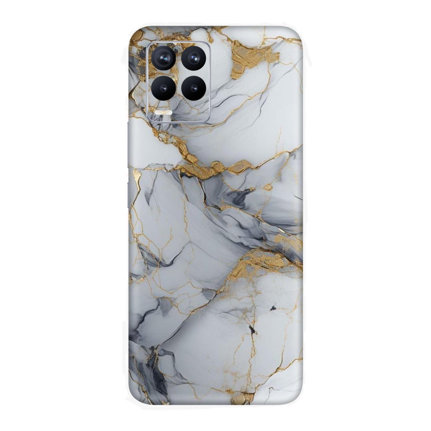 White Gold Luxury Marble Mobile Skin For Realme 8