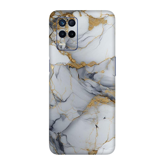 White Gold Luxury Marble Mobile Skin For Realme 8s 5g