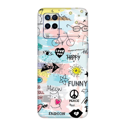 Cat Doodles Pastel Mobile Skin For Realme 8s 5g