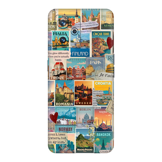 Vintage Travel Sticker Bomb Mobile Skin For Realme 9 4g