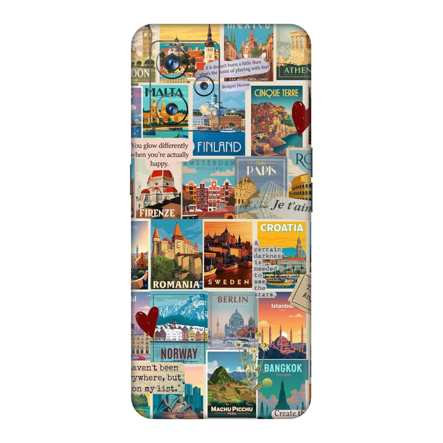 Vintage Travel Sticker Bomb Mobile Skin For Realme 9 Pro 5g
