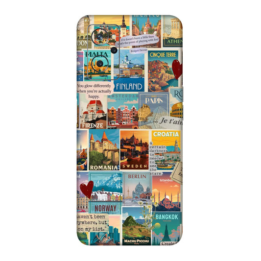 Vintage Travel Sticker Bomb Mobile Skin For Realme 9i