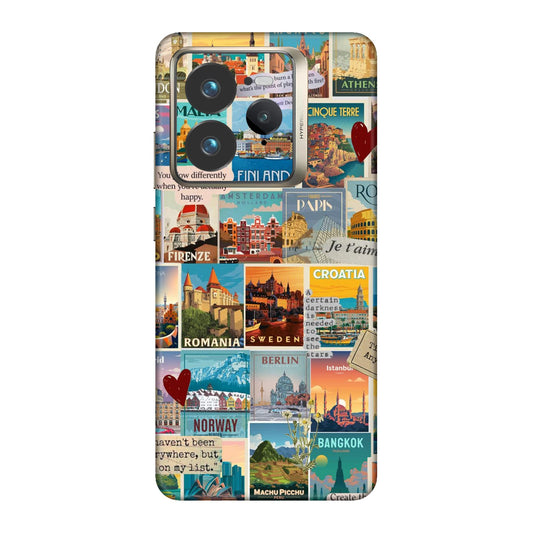 Vintage Travel Sticker Bomb Mobile Skin For Realme GT 7 Pro 5g