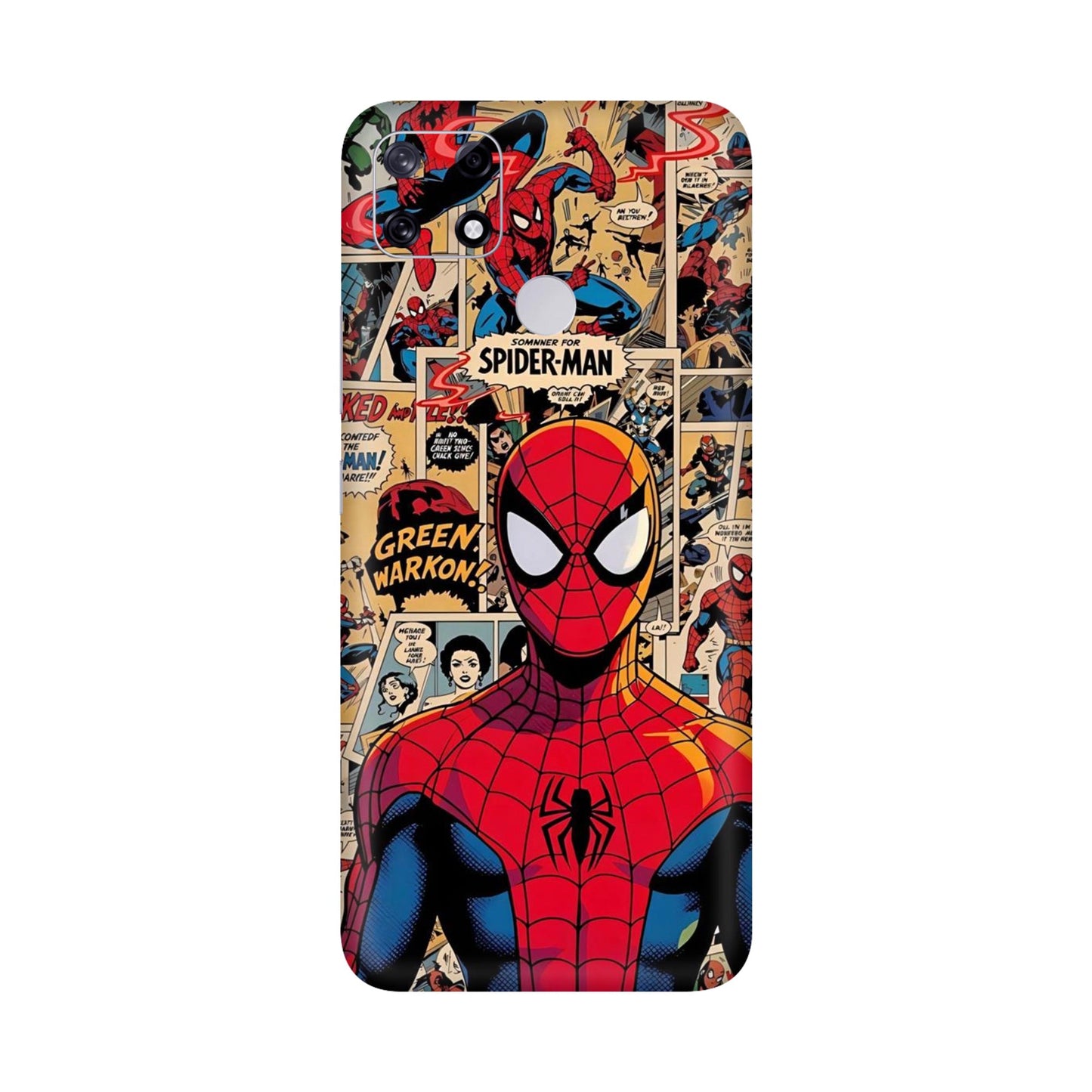Vintage Comic Panel Spider Man Mobile Skin For Realme Narzo 20