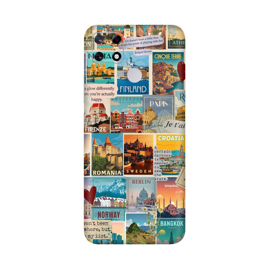 Vintage Travel Sticker Bomb Mobile Skin For Realme Narzo 20