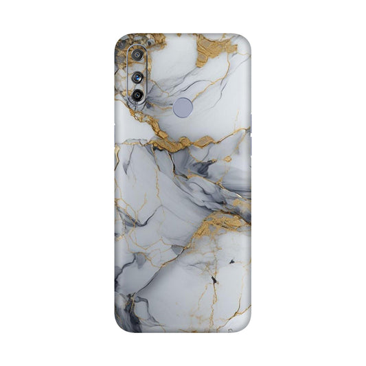 White Gold Luxury Marble Mobile Skin For Realme Narzo 20a