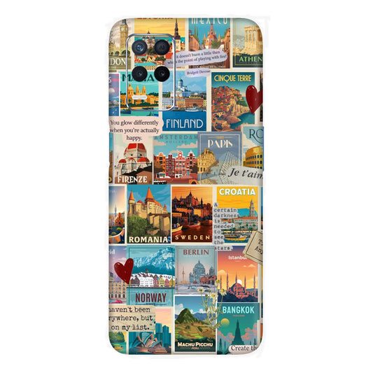 Vintage Travel Sticker Bomb Mobile Skin For Realme Narzo 30 5g