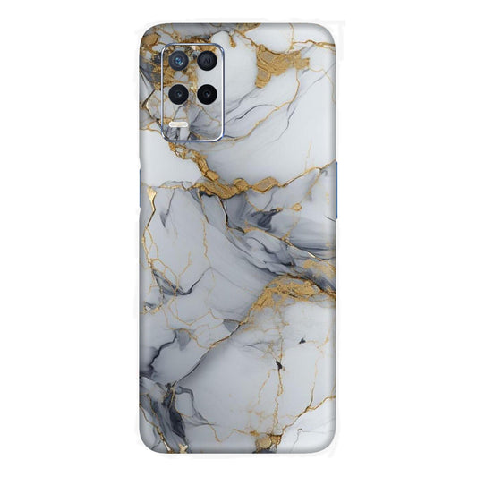 White Gold Luxury Marble Mobile Skin For Realme Narzo 30 5g