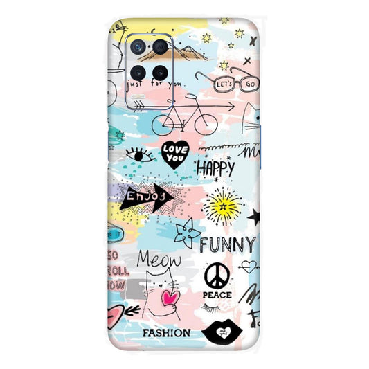 Cat Doodles Pastel Mobile Skin For Realme Narzo 30 5g