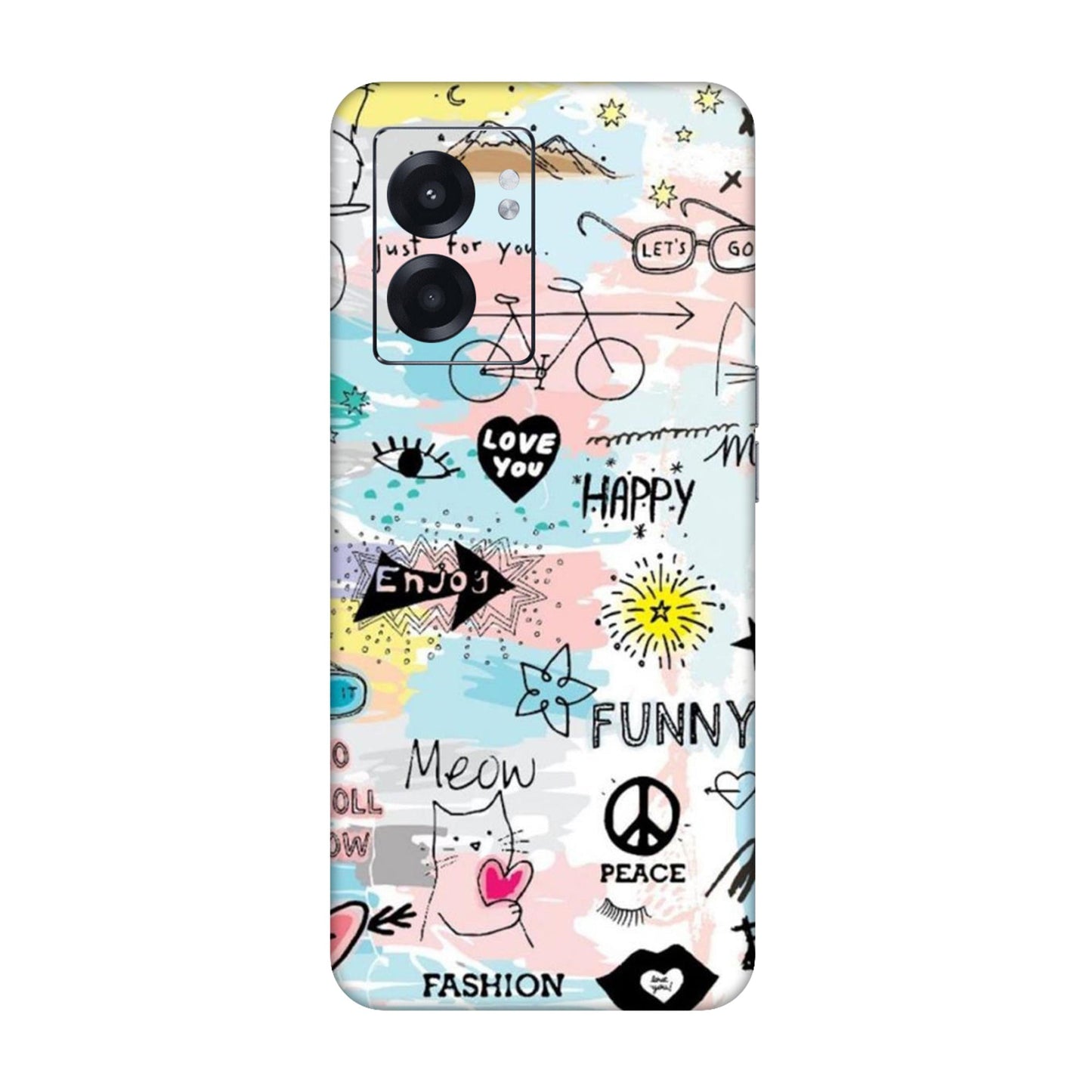 Cat Doodles Pastel Mobile Skin For Realme Narzo 50 5g