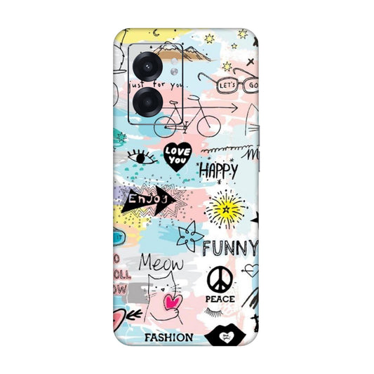 Cat Doodles Pastel Mobile Skin For Realme Narzo 50 5g