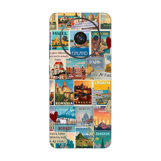Vintage Travel Sticker Bomb Mobile Skin For Realme Narzo 60 5g