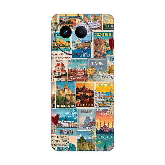 Vintage Travel Sticker Bomb Mobile Skin For Realme Narzo 60x 5g