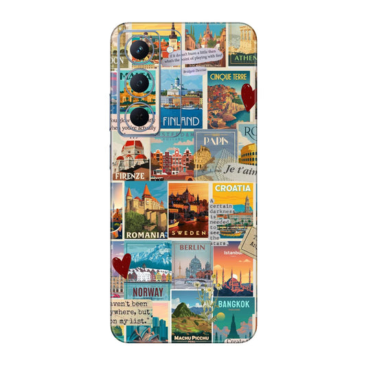 Vintage Travel Sticker Bomb Mobile Skin For Realme Narzo 80x 5g