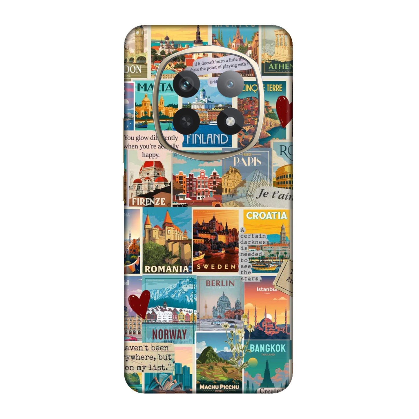 Vintage Travel Sticker Bomb Mobile Skin For Realme P2 Pro 5g