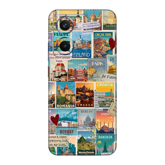 Vintage Travel Sticker Bomb Mobile Skin For Realme P3 Ultra 5g