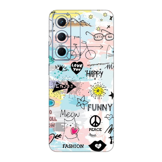 Cat Doodles Pastel Mobile Skin For Realme P3x 5g