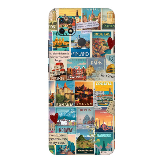 Vintage Travel Sticker Bomb Mobile Skin For Redmi 10