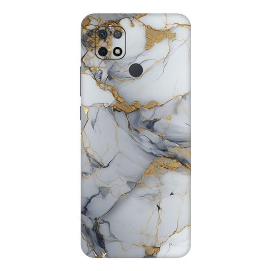 White Gold Luxury Marble Mobile Skin For Redmi 10