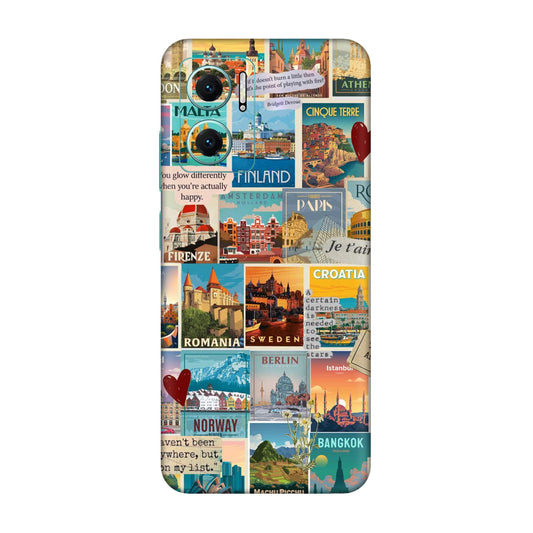 Vintage Travel Sticker Bomb Mobile Skin For Redmi 10 5g