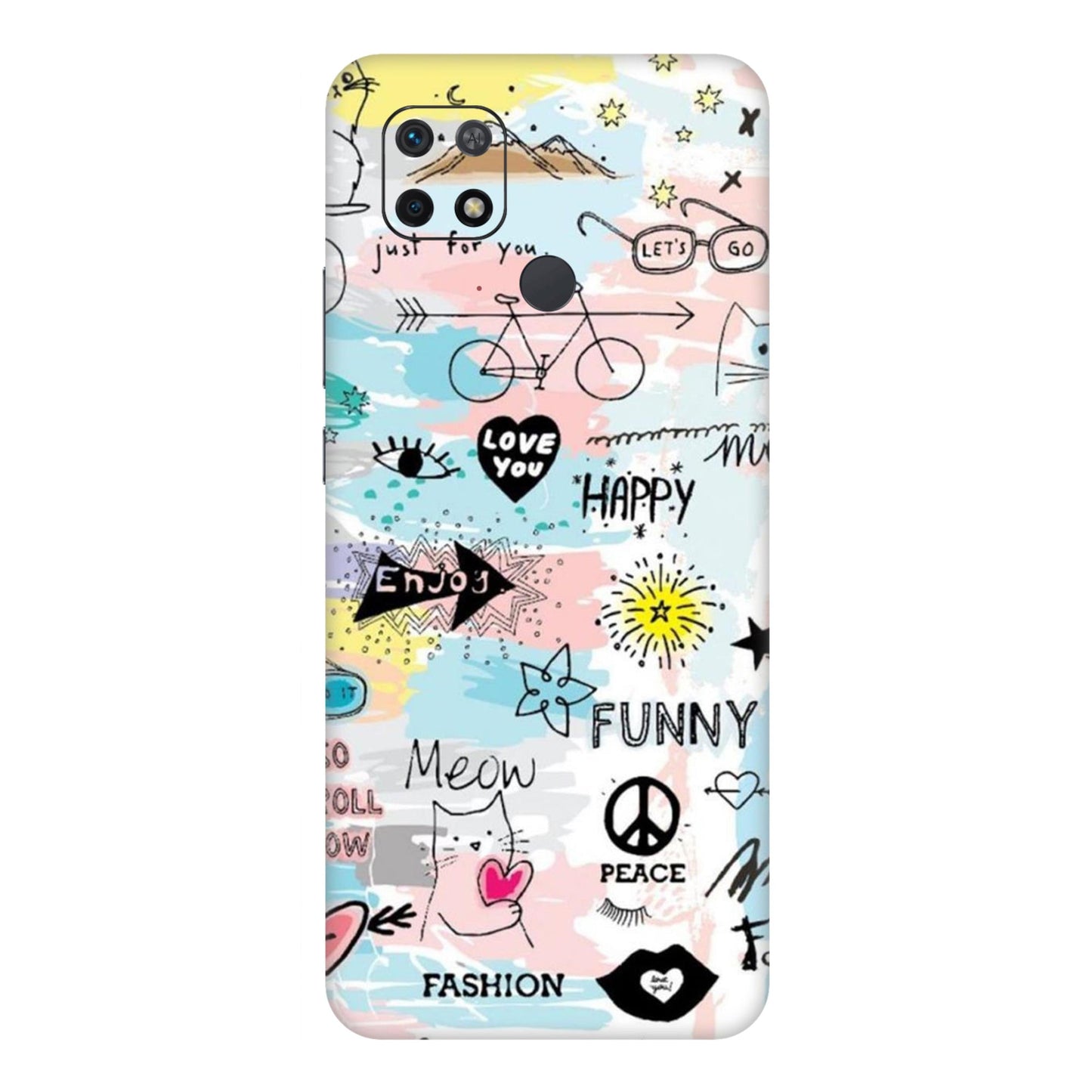 Cat Doodles Pastel Mobile Skin For Redmi 10