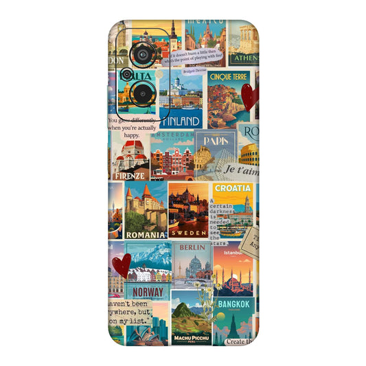 Vintage Travel Sticker Bomb Mobile Skin For Redmi 11 Prime