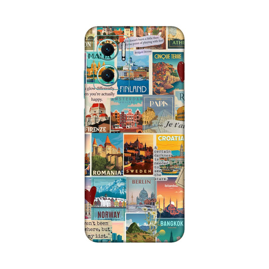 Vintage Travel Sticker Bomb Mobile Skin For Redmi 11 Prime 5g