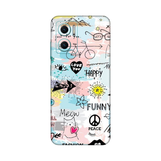 Cat Doodles Pastel Mobile Skin For Redmi 11 Prime 5g